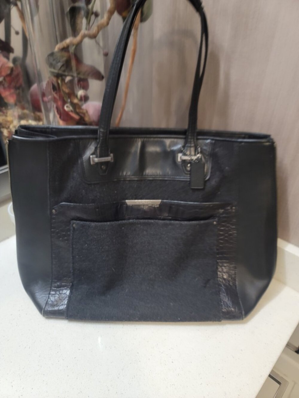 Coach Taylor 32824 Black Leather Large Tote Shoulder Bag Satchel $598 - Picture 3 of 12